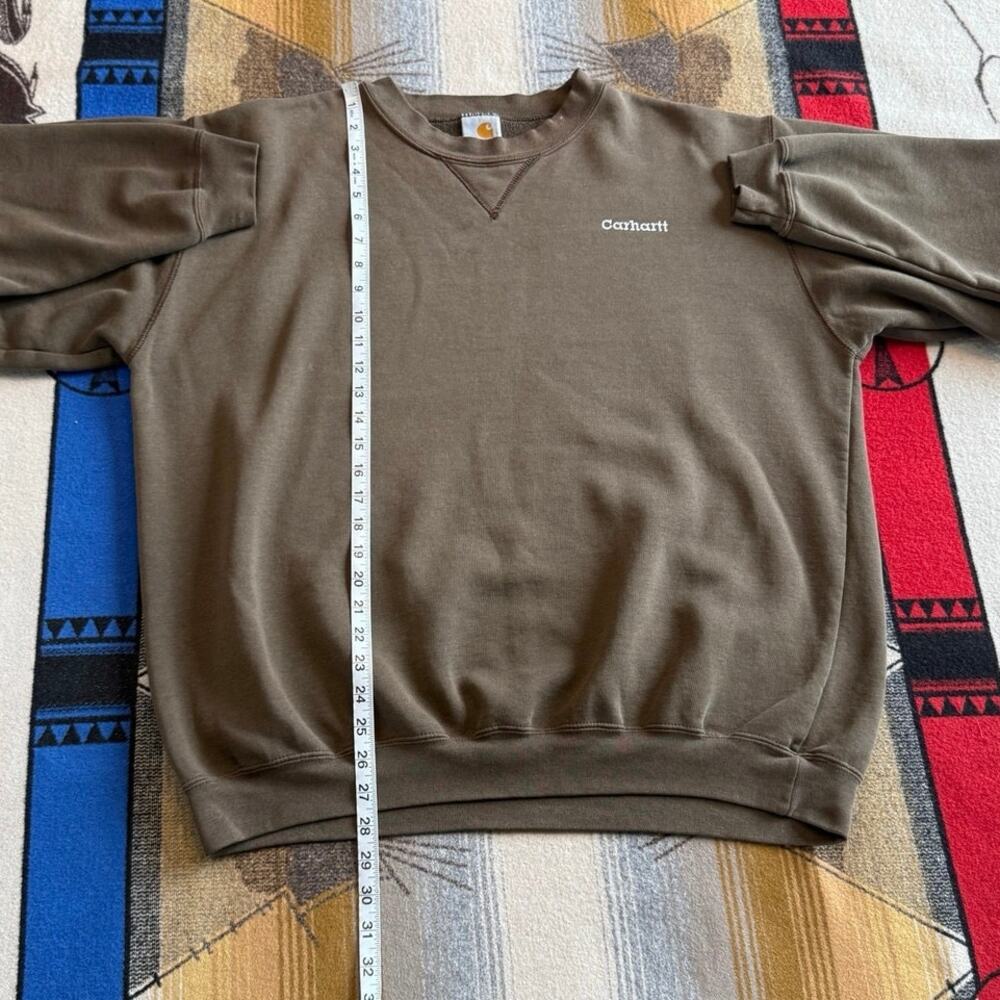 Vintage 90s Carhartt Embroidered Crewneck Sweatshirt Size XL Brown Workwear - Picture 7 of 8